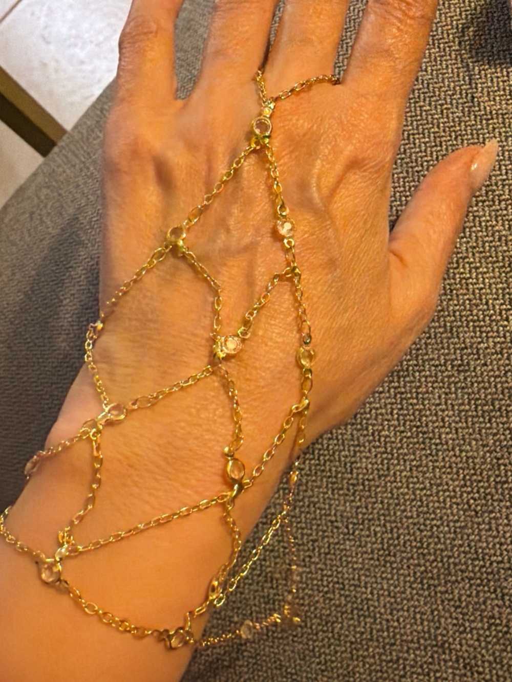 Gold Hand Chain Bracelet - Elegant Women's Gold-Tone Harness